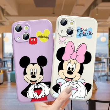 Sevimli Mickey Minnie telefon Kılıfı İçin Apple iPhone 14 13 12 mini 11 Pro Max 8 7 Artı XR XS X Sıvı Halat Funda Kapak
