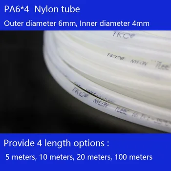 100 metre/lotto Tubo di Naylon PA6X4mm OD 6mm ID 4mm Plastik Esnek Olmayan Tubo PoliamideTube