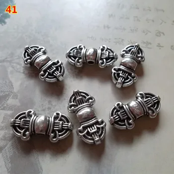 20 adet / grup Moda Tasarım Tibet Gümüş Metal Spacer Boncuk 18x9mm Budizm Dekorasyon Charm Boncuk DIY Takı Yapma Aksesuarları 0