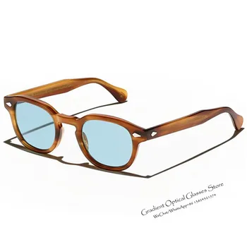 Korsan Kaptan Johnny Depp Lemtosh Gözlük Asetat Vintage Oval Güneş Gözlüğü Polarize UV400 Erkek Kadın Retro Sürüş güneş gözlüğü 1