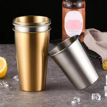 1 Adet Sanayi Tarzı Metal bira kupası Çay için Paslanmaz Çelik Seyahat kahve bardağı Şarap Su Süt Bardak Ev Bar Yemek Aksesuarları