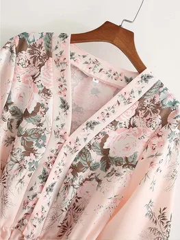 TRAF Kadın Elbise 2023 Vintage Baskı Kemer İle Mini yaz elbisesi Kadın Şık Uzun Kollu Kimono Kadın Parti Elbiseler Vestidos 0