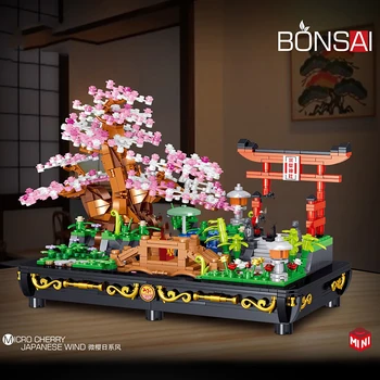 Simülasyon Bonsai Bitki Succulents Sakura Çiçeği Saksı Mini Yapı Taşları Şehir Sokak Görünümü Ağacı Çiçek Tuğla Oyuncaklar Hediyeler