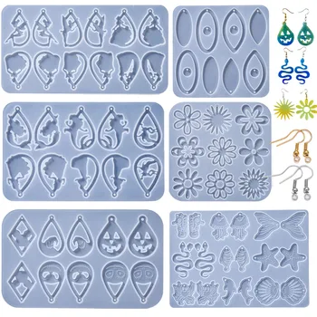 Küpe Kolye silikon kalıp Çiçek DIY UV Epoksi Reçine Kalıp Takı Yapımı Araçları Kolye Anahtarlık El Yapımı El Sanatları