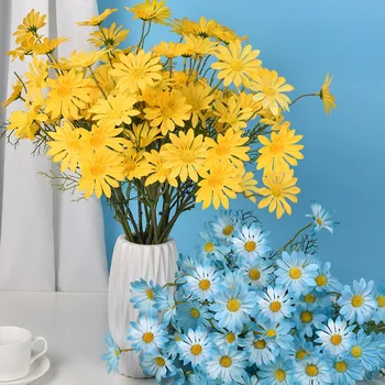 52 cm Yapay Küçük Papatya 5 Hollandalı Krizantem Papatya Çiçek Buketi Düğün Ev Dekorasyon Sahte Çiçek