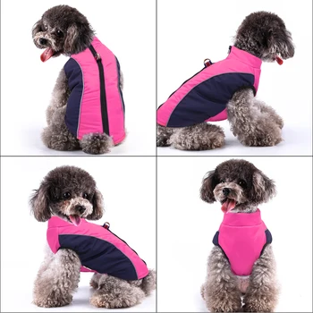 Kış Sıcak Köpek Ceket Yansıtıcı Su Geçirmez Kalın Köpek Ceketler Ceket Giyim D Halka ile evcil hayvan yeleği Giysileri Küçük Orta Köpekler için 0