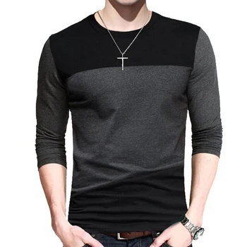 Tee Gömlek Homme Erkekler Rahat Yeni Moda Kore çizgili tişört Erkek Streetwear Slim Fit Nefes Pamuk Gömlek Gömlek Tops