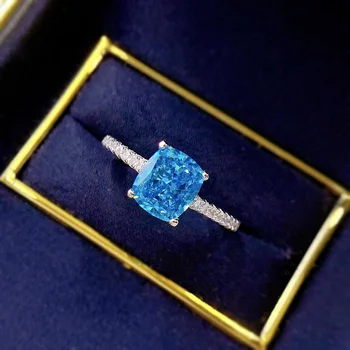 Takı 2022 Yeni Mavi Ezilmiş Buz Yüksek karbonlu elmas Yüzük Kadınlar İçin S925 kadın mücevheratı Düğün Parti doğum günü hediyesi