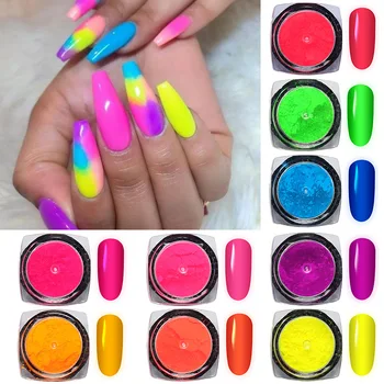 9 Kavanoz Tırnak Floresan Tozu Pigment Tırnak İnce Toz Neon renk pigmentleri Toz Akrilik Çivi Manikür Kozmetik Glitter