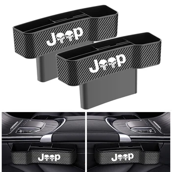 Araba Karbon Fiber Deri Koltuk Gap saklama kutusu jeep Logosu Jeep Grand Cherokee Renegade Wrangler Araba Aksesuarları Organizatör