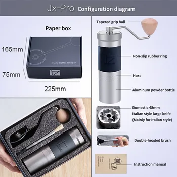 1ZPRESSO J-MAX JX JXPro Manuel Kahve Değirmeni Aşırı Çapak Süper espresso değirmeni 48mm Titanyum Kaplı Kahve Rulman mutfak gereçleri 0
