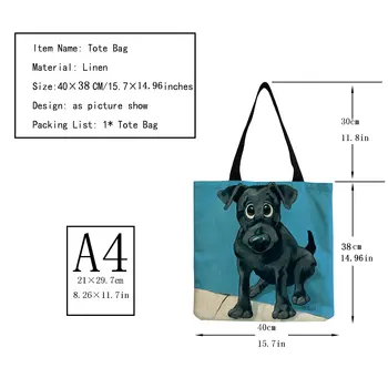Özelleştirmek Alışveriş Tote Greyhound Siyah Köpek Baskı Bayan Moda Çanta Katlanır Kullanımlık Alışveriş Çantaları Yüksek Kapasiteli omuzdan askili çanta