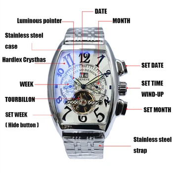 Otomatik mekanik saatler Erkekler Üst Marka Lüks Askeri Spor Kol Saati Paslanmaz Çelik Aydınlık Erkek Saatler CASENO Yeni 2020 1