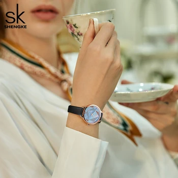 Shengke japon kuvars saat Kadınlar İçin Orijinal Tasarım kadın Deri Elbise Reloj Mujer Su Geçirmez Ultra İnce Relogio Feminino 0