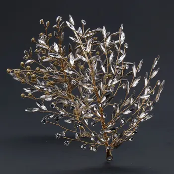 HIMSTORY Gelin Başlığı Avrupa El Yapımı Kristal saç takı Pageant yapay elmas taç Kafa Düğün saç tacı Süs