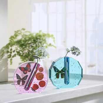 DIY test tüpü Vazo silikon kalıp Düzensiz Vazo Yetiştirme Buket Su Çim Kristal Uv Epoksi Alçı Reçine Kalıp Dekorasyon 5