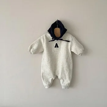 MILANCEL 2022 Bahar Bebek Tulum Toddler Hoodie Tulumlar Mektup Nakış Erkek Giysileri