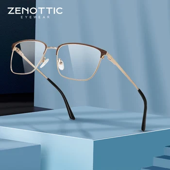 ZENOTTIC Erkekler Alaşım Kare Gözlük Çerçeve Iş Tarzı Reçete Gözlük Optik Gözlük Miyopi Gözlük