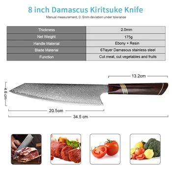 XITUO şef bıçağı Şam Japon 8 İnç VG10 Mutfak Bıçağı 67 Katmanlı Şam Çelik Ergonomik Süper Keskin Kenar Gyuto şef bıçağı