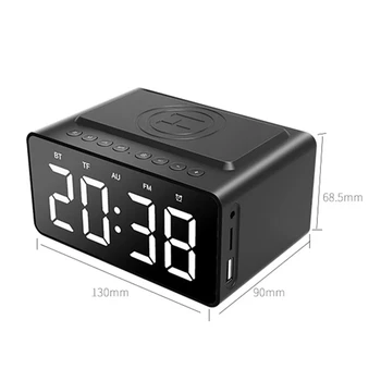 Çalar saat dijital bluetooth hoparlör FM Radyo İle Saat İle USB şarj aleti ve Kablosuz Qİ Şarj 3 Seviye Dijital Masaüstü Saat