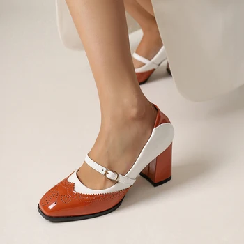 Mary Janes Ayakkabı OL yüksek topuk Kadın Tatlı Pompaları ile Kalın Sonbahar Kadın Yuvarlak Tek Ayakkabı parti düğün Topuklu kadın ayakkabıları