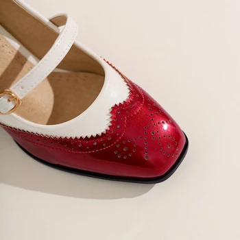 Mary Janes Ayakkabı OL yüksek topuk Kadın Tatlı Pompaları ile Kalın Sonbahar Kadın Yuvarlak Tek Ayakkabı parti düğün Topuklu kadın ayakkabıları 1