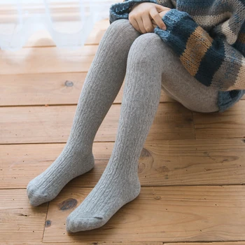 Düz Renk Örme Kız Tayt Bahar Sonbahar Giysileri Yüksek Bel Bebek Tayt Çocuk Külotlu Çorap Sıcak Uzun Çorap Çocuklar İçin