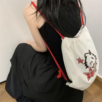 Kadınlar için Kawaii Basit Okul üniversite öğrencileri için sırt çantası Sanrio Hello Kitty Çantası Sırt Çantası Kanvas Çanta Y2g İpli Çanta 2