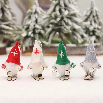 Mini Kayak Gnome Bebek Noel Ağacı Asılı Noel Peluş Kayak Cüce Kolye Elf Santa Çocuklar Noel Hediyeleri Süsler Yeni Yıl Hediyeleri