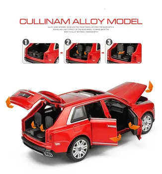 1:32 Ölçekli Rolls Royce Cullinan pres döküm metal model araç Ses Ve ışık Geri Çekin SUV 7 Kapılar Açılabilir Çocuklar İçin Hediyeler Oyuncaklar