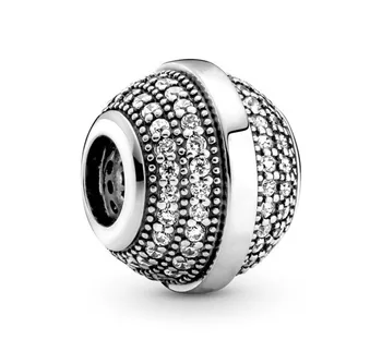 Orijinal Açacağı ve Logo Topu kristal boncuklar Charm Fit Pandora Kadınlar 925 Ayar Gümüş Avrupa Bilezik Bileklik Dıy Takı