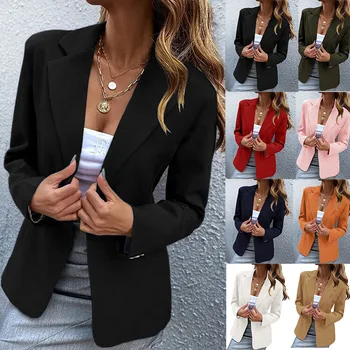 Sonbahar ve Kış 2023 Yeni kadın Rahat Uzun Kollu Katı Bir düğme Takım Elbise Ceket Moda Banliyö Kadın Ceket Mont Bayan 1