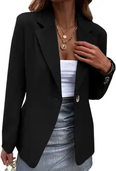 Sonbahar ve Kış 2023 Yeni kadın Rahat Uzun Kollu Katı Bir düğme Takım Elbise Ceket Moda Banliyö Kadın Ceket Mont Bayan 3