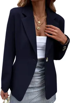 Sonbahar ve Kış 2023 Yeni kadın Rahat Uzun Kollu Katı Bir düğme Takım Elbise Ceket Moda Banliyö Kadın Ceket Mont Bayan 4