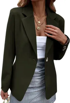 Sonbahar ve Kış 2023 Yeni kadın Rahat Uzun Kollu Katı Bir düğme Takım Elbise Ceket Moda Banliyö Kadın Ceket Mont Bayan 5