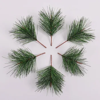 30 adet / grup Yapay bitki Yeşil Çam İğnesi Şube Noel ağacı dekorasyon El Sanatları DIY Çelenk Hediyeler Dekorasyon Sahte Bitkiler 4