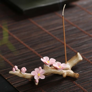 Yaratıcı Erik Çiçeği Şekli Seramik Parmak Çay Pet Mini Süs Masaüstü Sanat çay masası Aksesuarları El Yapımı El Sanatları