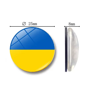 Ukrayna Zaman Mücevher Manyetik buzdolabı mıknatısı Mıknatıs Ulusal Bayrak Toptan Yaratıcı Hatıra Kristal cam buzdolabı mıknatısı 25mm 1