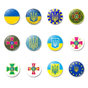 Ukrayna Zaman Mücevher Manyetik buzdolabı mıknatısı Mıknatıs Ulusal Bayrak Toptan Yaratıcı Hatıra Kristal cam buzdolabı mıknatısı 25mm 2