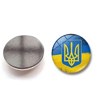 Ukrayna Zaman Mücevher Manyetik buzdolabı mıknatısı Mıknatıs Ulusal Bayrak Toptan Yaratıcı Hatıra Kristal cam buzdolabı mıknatısı 25mm 4