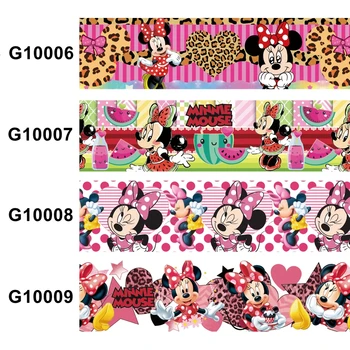 Disney 10 Metre Minnie Mouse Grogren Kurdele Baskılı Sevgililer günü El Sanatları Hediye Ambalaj Dikiş Aksesuarları Parti Malzemeleri