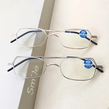 Unisex taşınabilir Anti-mavi ışık okuma gözlüğü Metal çerçeve Erkekler kadınlar Hipermetrop presbiyopik gözlük presbiyopi yaşlı gözlük