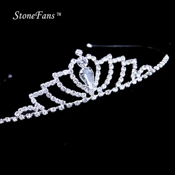 Moda Düğün Parti Prenses yapay elmas taç saç aksesuarları Kızlar İçin Çocuk Tiara Taç Gümüş Renk saç takı Bayan