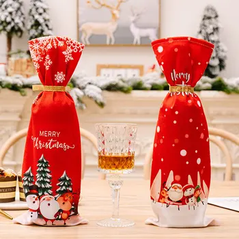 Sevimli şarap şişesi Kapakları Noel Süslemeleri şampanya şişesi Elbise hediye keseleri Yeni Yıl Ev Yemeği Parti Dıy Masa Süsleri