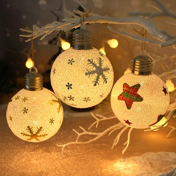 Elk kar tanesi noel topları süs LED parlayan ampuller ışıkları noel ağacı dekorasyon kolye ev yeni yıl Navidad hediyeler