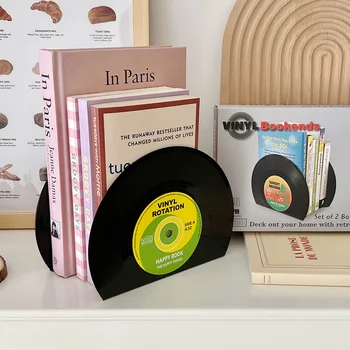 MINKYS Yeni 2 adet / takım ABS Vinil Kayıt CD Kitap Ayracı Kitap Tutucu Kitaplık Masaüstü Dekorasyon Rubbie Vintage Bölme Kitaplık 5