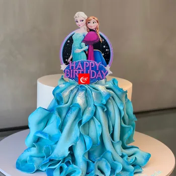 Mutlu Yıllar Dondurulmuş Aisha Akrilik Kek Ekleme Pişirme Dekorasyon Karikatür Dekorasyon Çocuk Doğum Günü Partisi Kek Dekorasyon