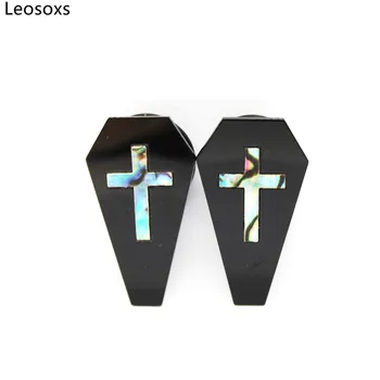 Leosoxs 1 Çift Akrilik Kabuk Çapraz Kulak Genişletici Piercing küpe moda takı Kadın Erkek Kulak Tıkaçları Tüneller 6-16mm