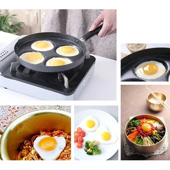 Dört delikli Kızartma Pot Omlet Tava yapışmaz Yumurta Gözleme Biftek Tava Pişirme Yumurta Jambon Tava Kahvaltı Makinesi