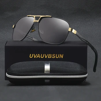 Lüks Marka Tasarım Polarize Güneş Gözlüğü Erkekler Pilot Sürüş Kurbağa Ayna güneş gözlüğü Klasik HD Parlama Önleyici Seyahat Gözlük UV400